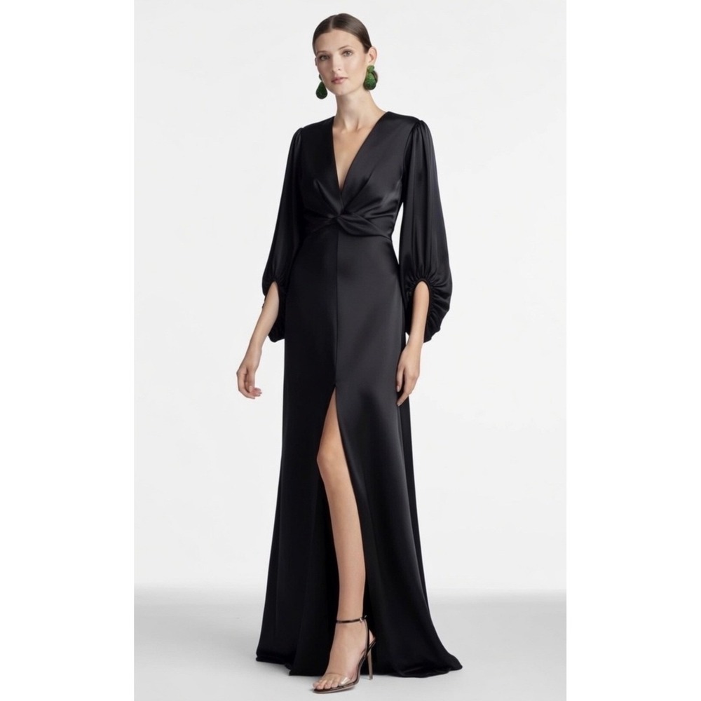 NWTSachin & Babi Jenny Black Satin Crepe Gown Size 4 Formal Evening Dress $795